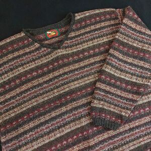 VTG Alps Fine Women’s Apparel 100% Wool Knit Sweater Large Multi Made in USA
